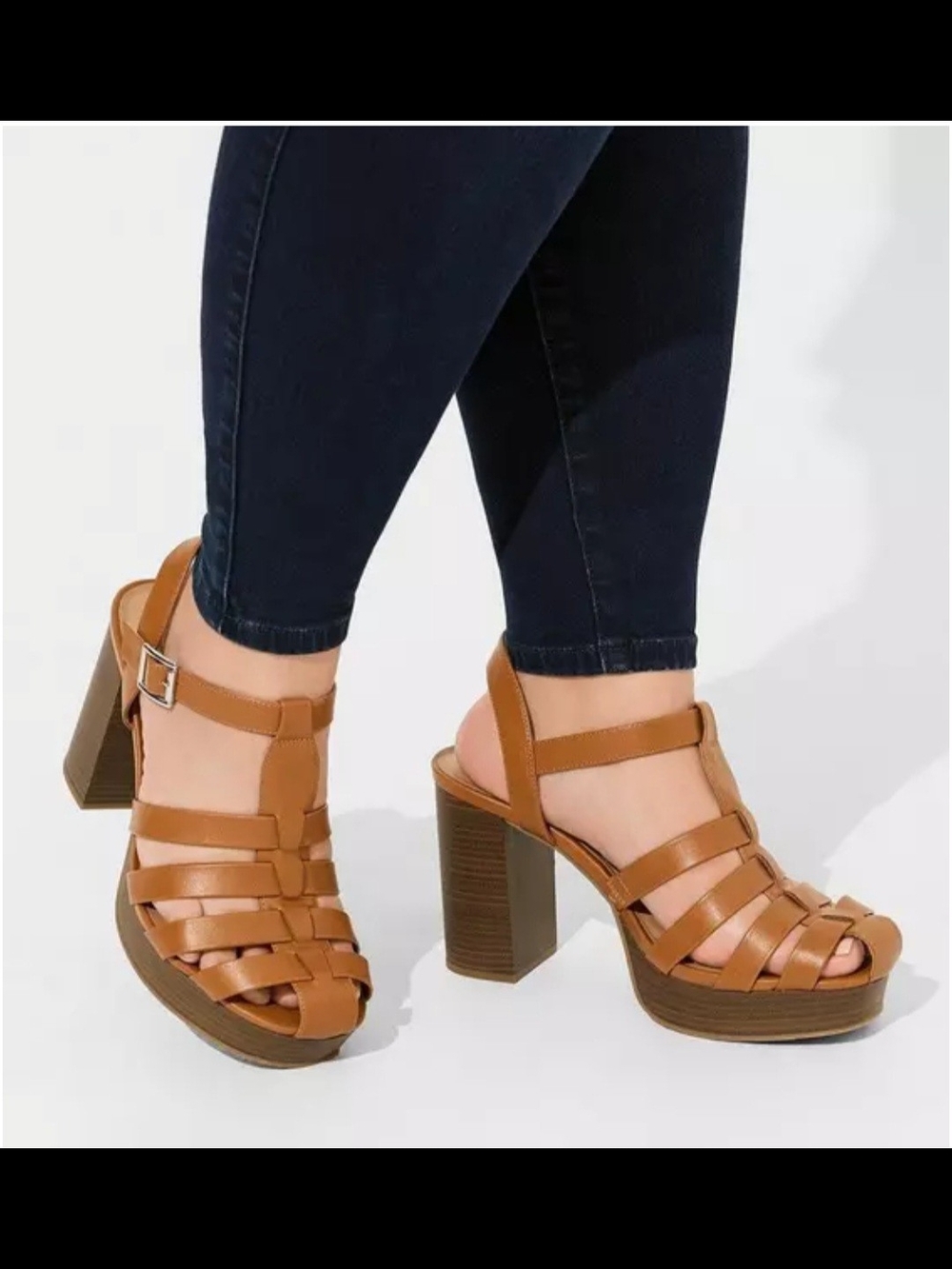Torrid Tan Fisherman Platform Block Heel Size 10.5 WW